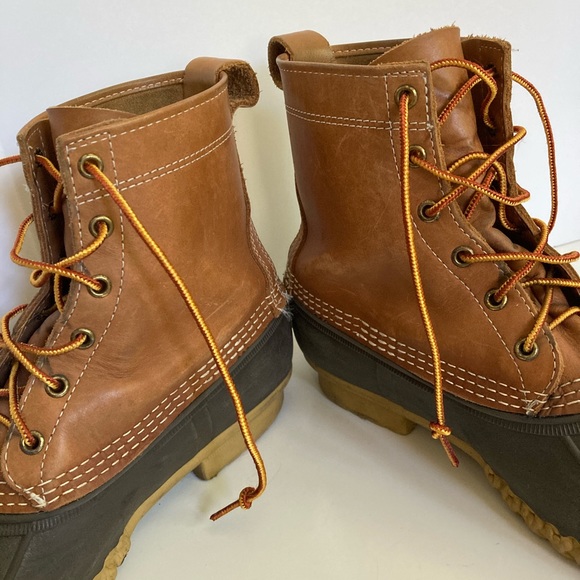 L.L. Bean Duck Boots Lace Up Leather Top Made in Maine Men’s HM - Picture 5 of 9